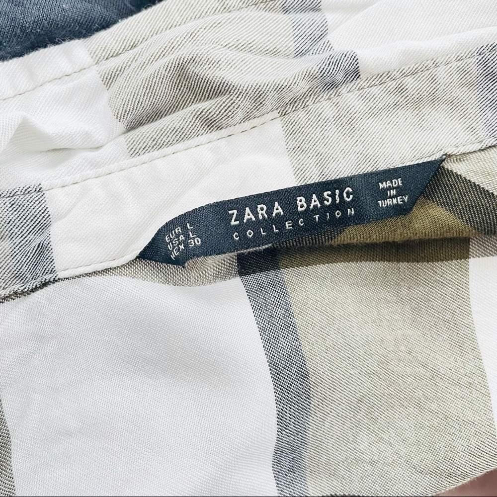 Zara plaid button up shirt top pistachio green spring 2026 - Picture 5 of 5